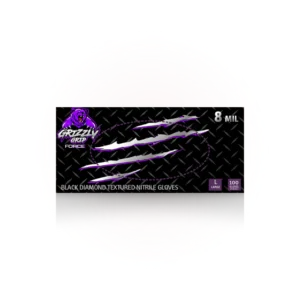 8 Mil Grizzly Grip Black Diamond Nitrile Gloves