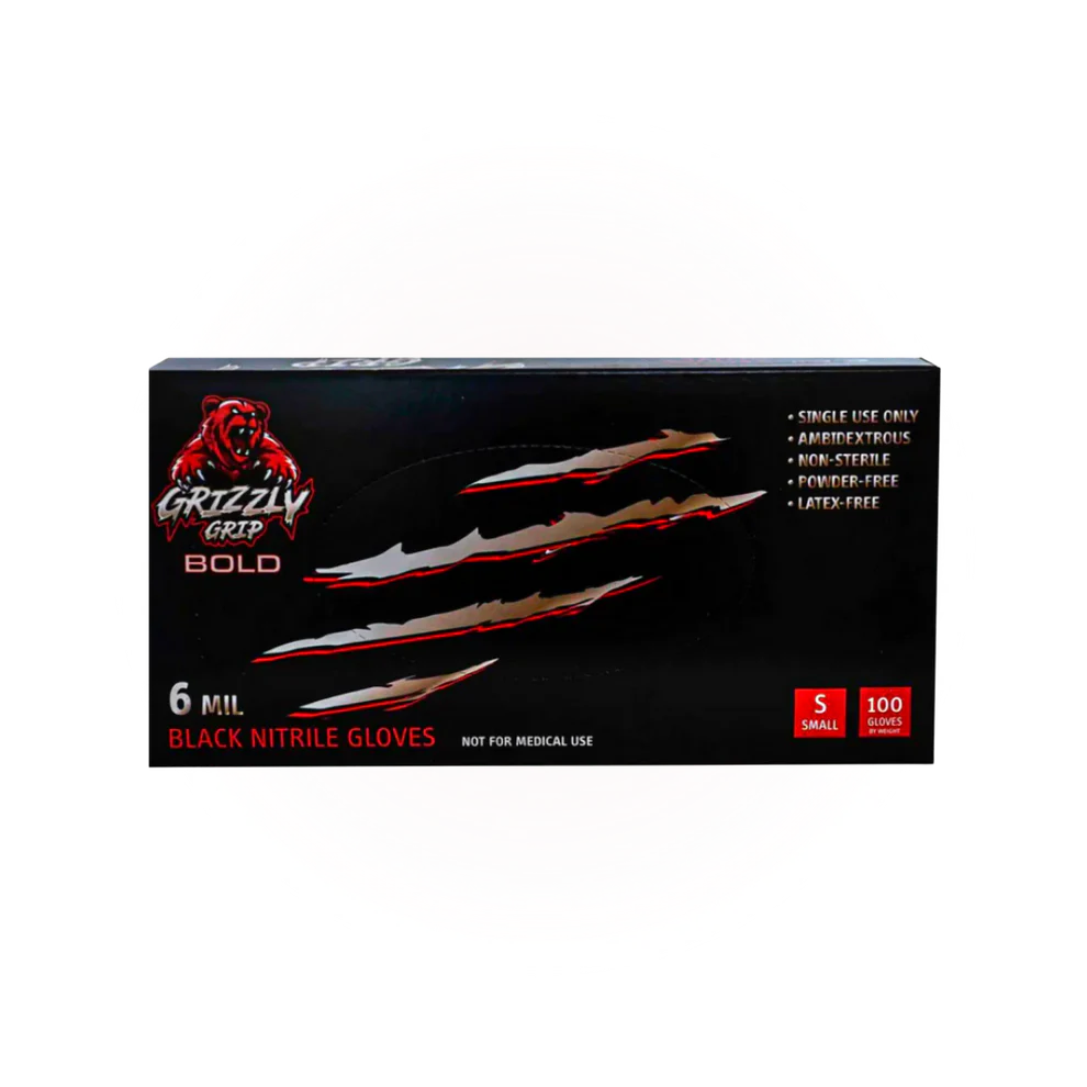 Grizzly Grip Nitrile Gloves - 6 Mil Black Toughness