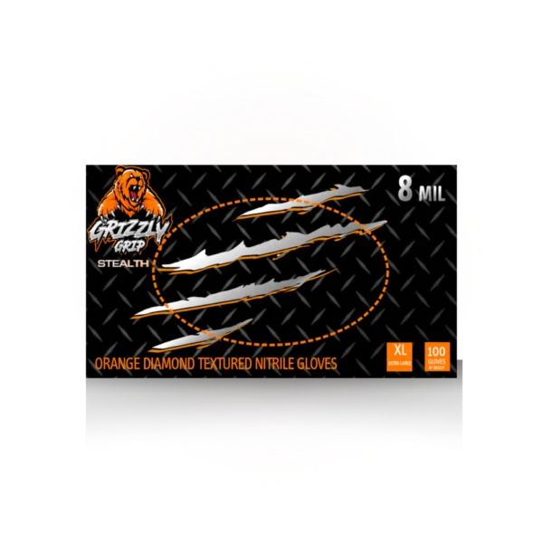 8 Mil Grizzly Grip Orange Diamond Nitrile Gloves